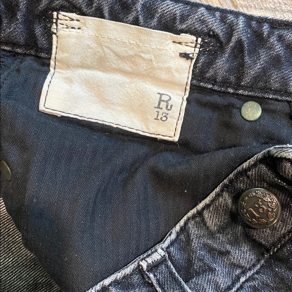 R13 || Kick Fit Raw Hem, Frayed Crop Jeans - Picture 8 of 10